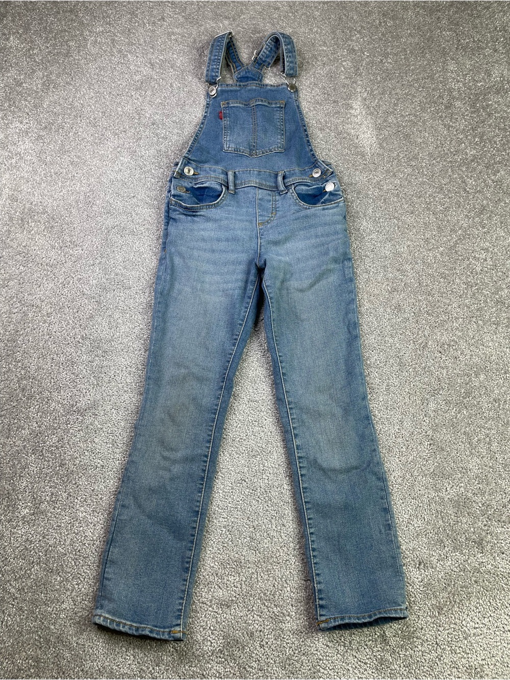 Levi’s Overalls Girl’s 4/5 Blue Skinny Leg Adjustable Straps Denim